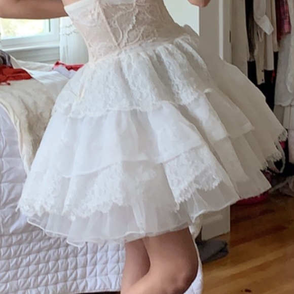 Vintage 1950's Sheer Lace Ruffle Tiered Skirt - Picture 5 of 7